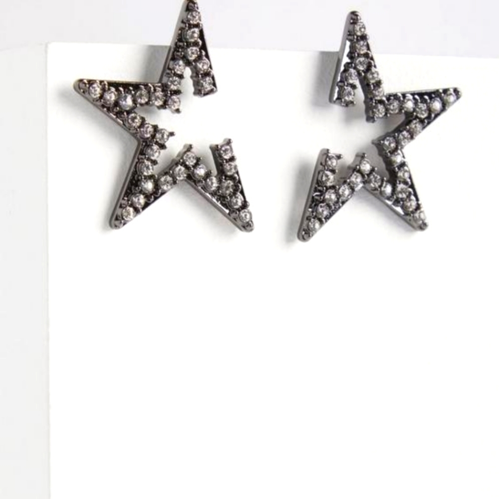 Torrid Pave Star Statement Earring Hematite Tone Jewelry